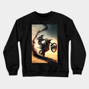 Fast Dirt bike rider on mars W/ dirt CGI style Crewneck Sweatshirt